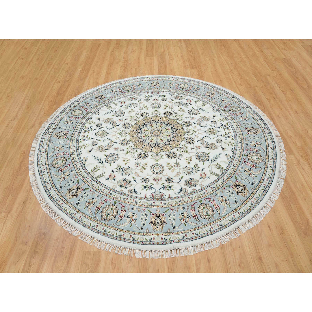 8'3" x 8'3" New Hand Knotted Ivory Cotton Round Oriental Rug - MOA10265331