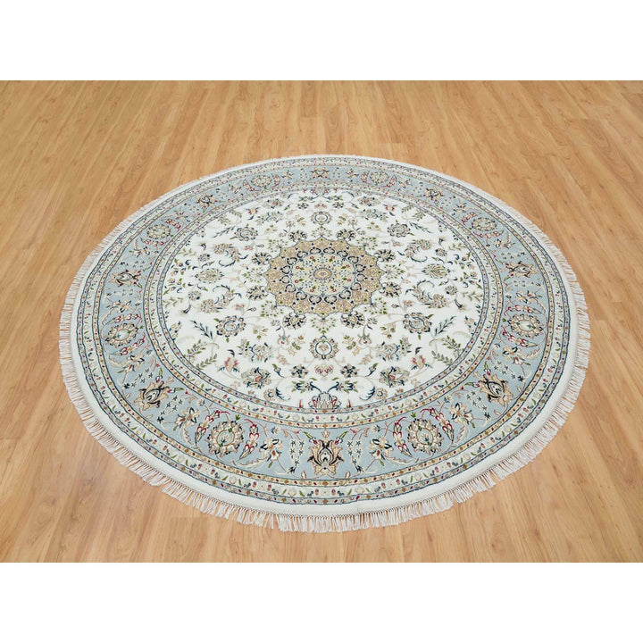 8'3" x 8'3" New Hand Knotted Ivory Cotton Round Oriental Rug - MOA10265331