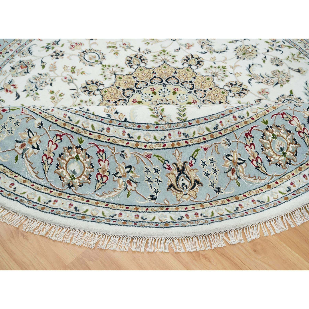 8'3" x 8'3" New Hand Knotted Ivory Cotton Round Oriental Rug - MOA10265331