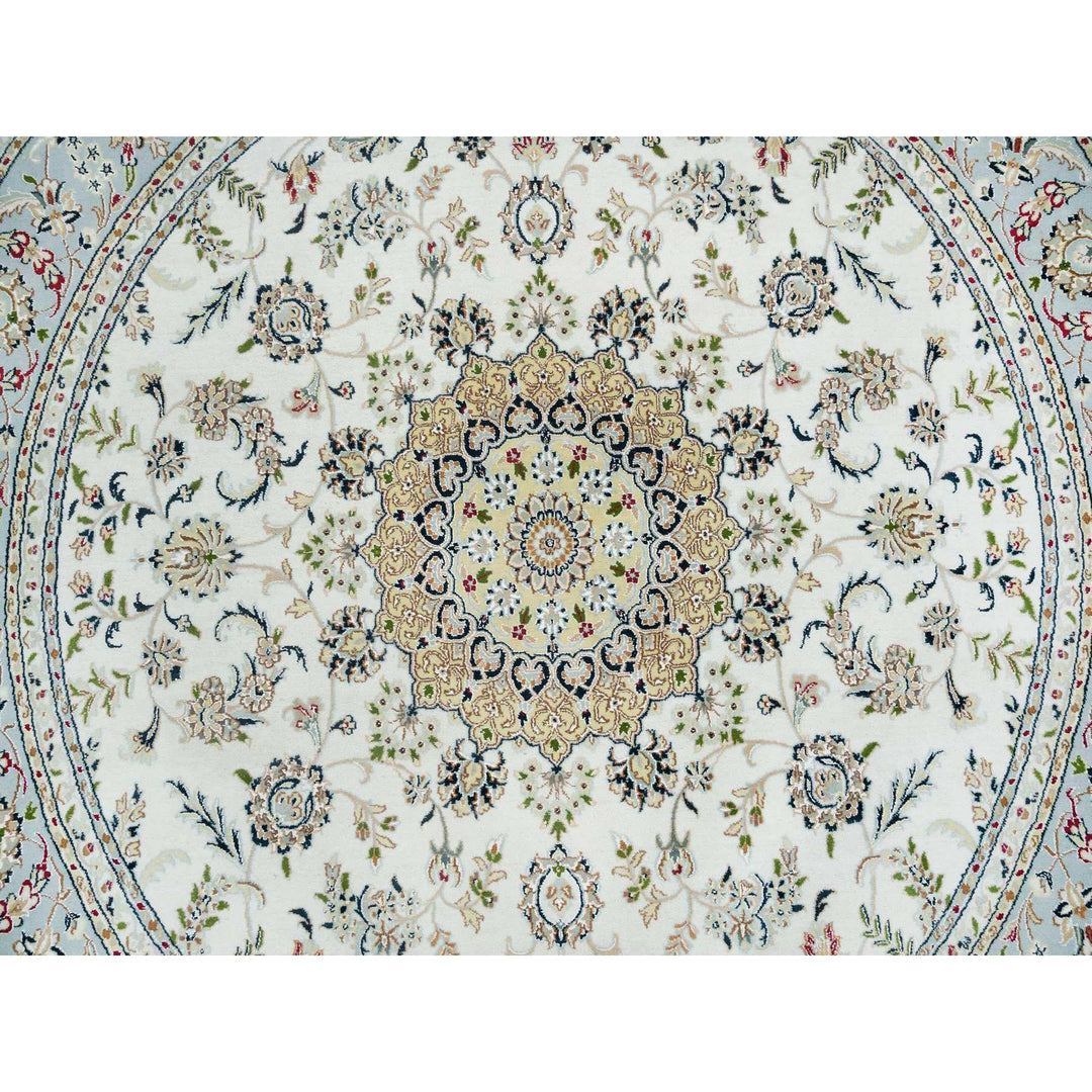 8'3" x 8'3" New Hand Knotted Ivory Cotton Round Oriental Rug - MOA10265331