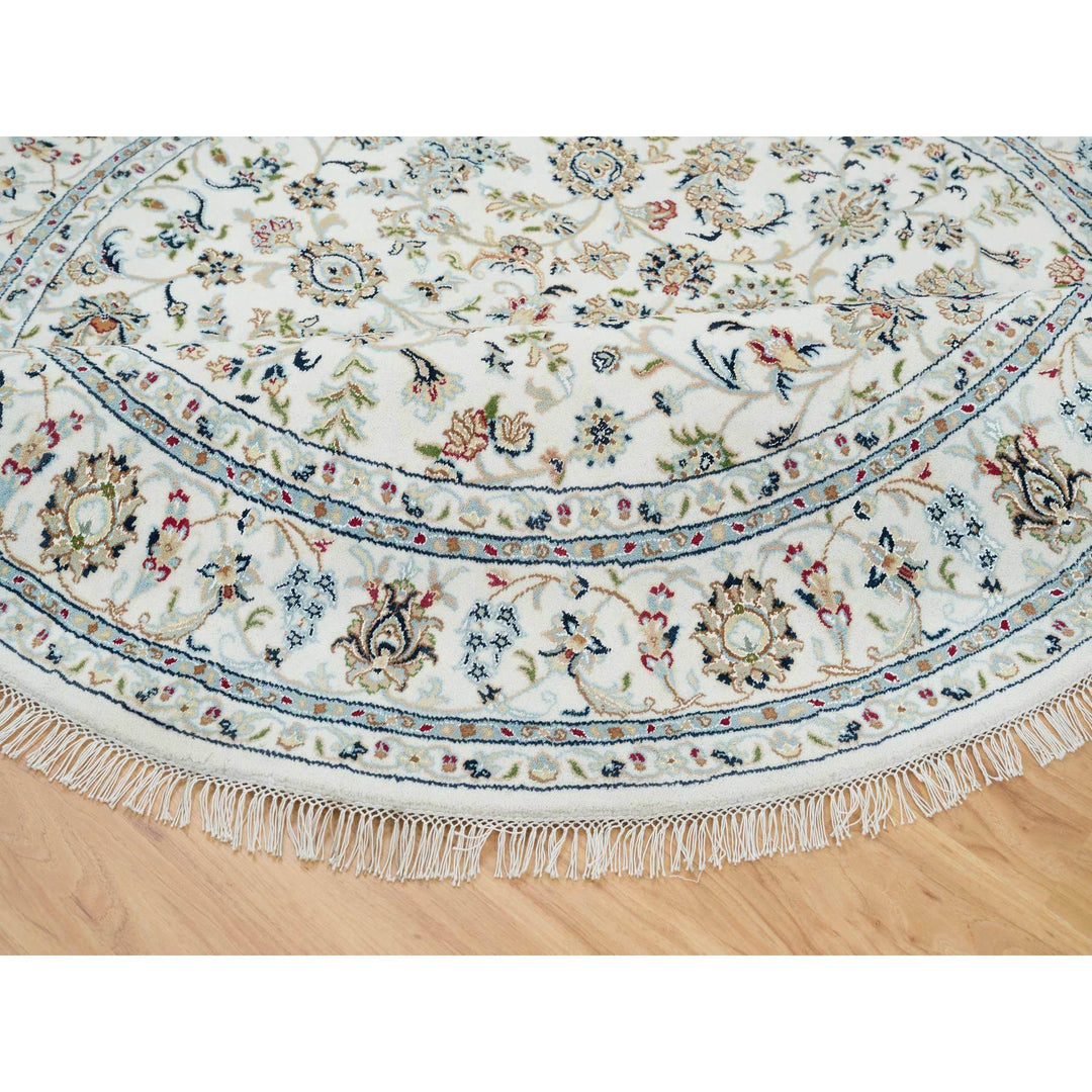 7'0" x 7'0" New Hand Knotted Ivory Cotton Round Oriental Rug - MOA10265332