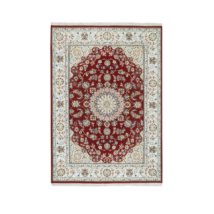 4'7" x 6'8" New Hand Knotted Red Cotton Rectangle Oriental Rug - MOA10265346