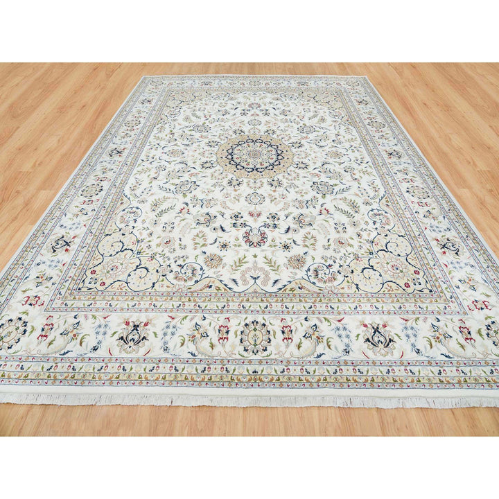 12'2" x 15'1" New Hand Knotted Ivory Cotton Rectangle Oriental Rug - MOA10265359