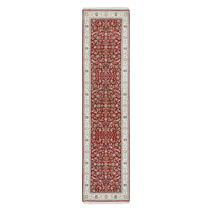 2'7" x 10'5" New Hand Knotted Red Cotton Runner Oriental Rug - MOA10265369