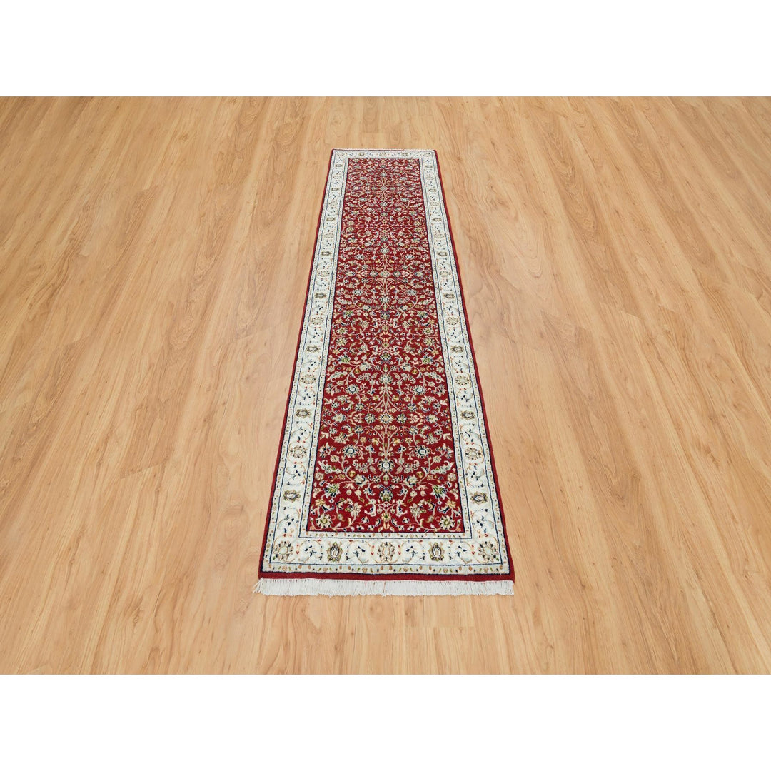 2'7" x 10'5" New Hand Knotted Red Cotton Runner Oriental Rug - MOA10265369