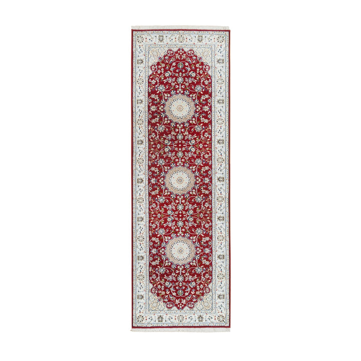 2'7" x 8'2" New Hand Knotted Red Cotton Runner Oriental Rug - MOA10265370