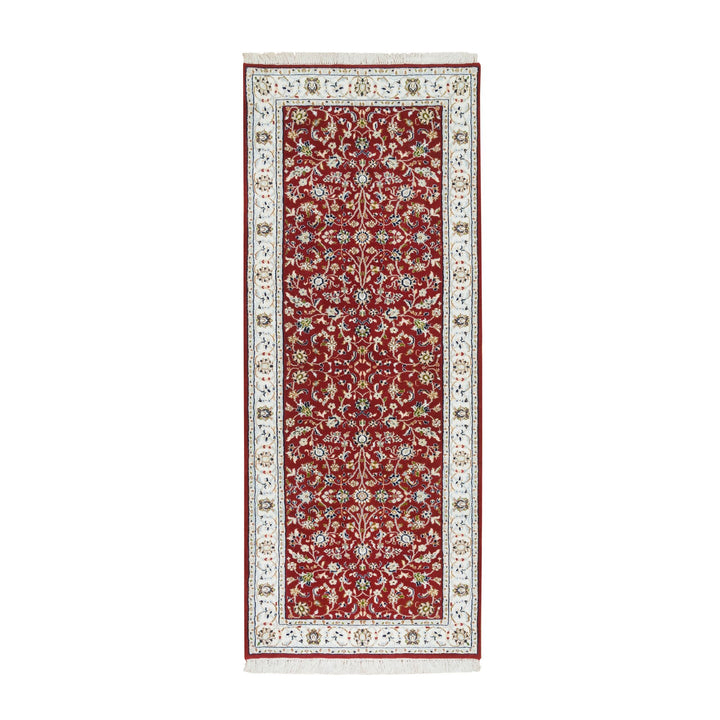 2'8" x 6'8" New Hand Knotted Red Cotton Runner Oriental Rug - MOA10265379