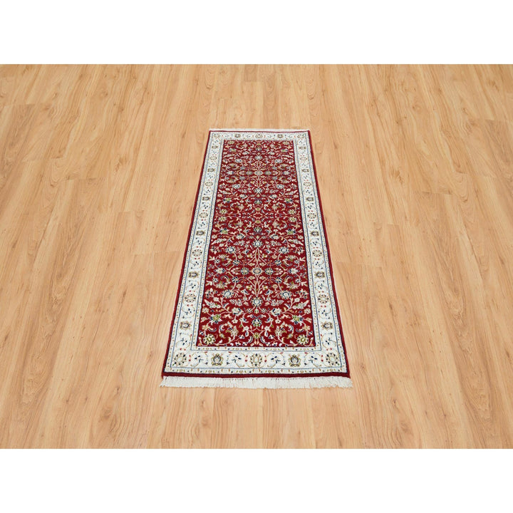 2'8" x 6'8" New Hand Knotted Red Cotton Runner Oriental Rug - MOA10265379