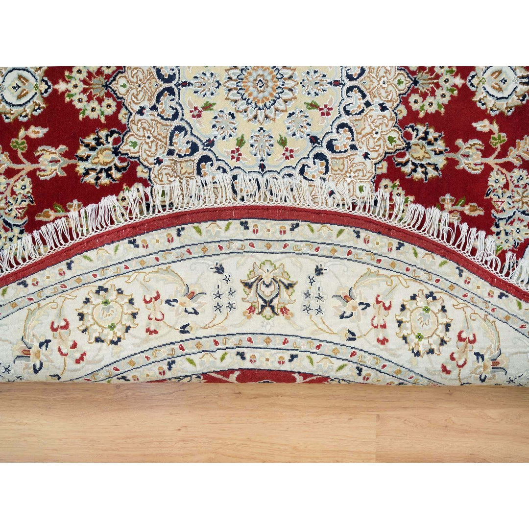 6'0" x 6'0" New Hand Knotted Red Cotton Round Oriental Rug - MOA10265380