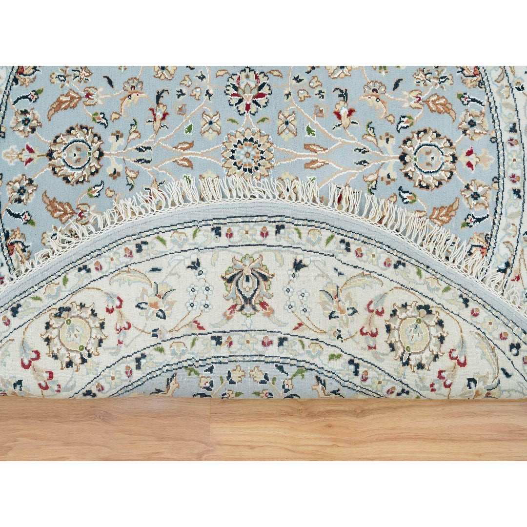 4'8" x 4'8" New Hand Knotted Blue Cotton Round Oriental Rug - MOA10265385