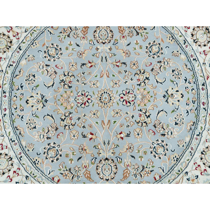 4'8" x 4'8" New Hand Knotted Blue Cotton Round Oriental Rug - MOA10265385