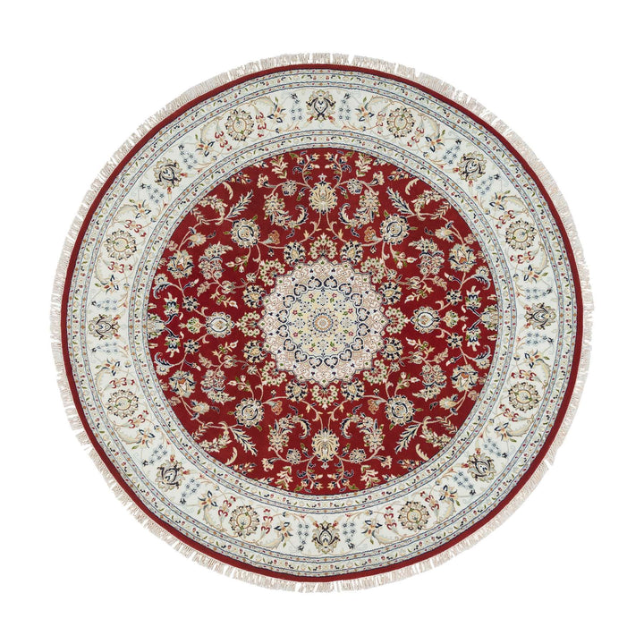 8'0" x 8'0" New Hand Knotted Red Cotton Round Oriental Rug - MOA10265390