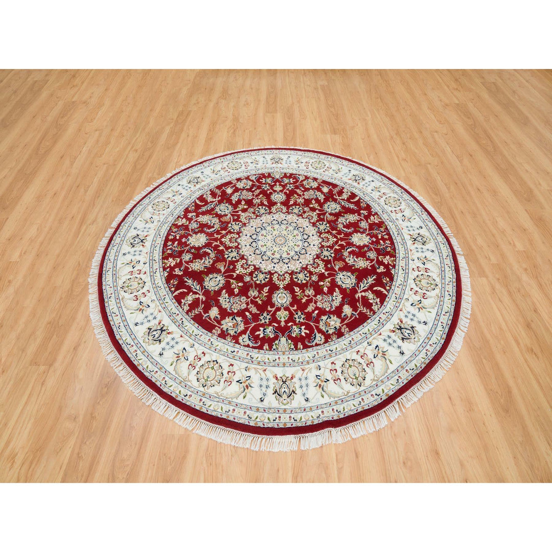 8'0" x 8'0" New Hand Knotted Red Cotton Round Oriental Rug - MOA10265390