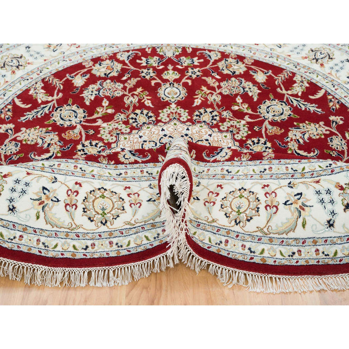 8'0" x 8'0" New Hand Knotted Red Cotton Round Oriental Rug - MOA10265390