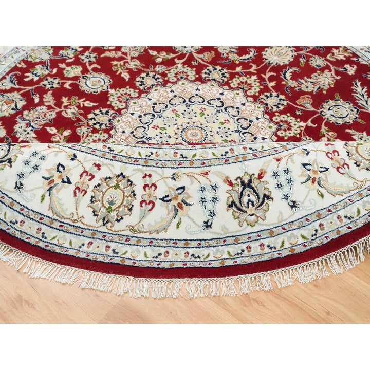 8'0" x 8'0" New Hand Knotted Red Cotton Round Oriental Rug - MOA10265390