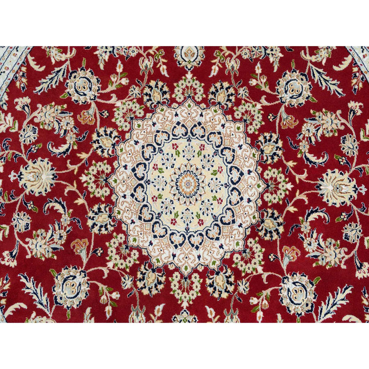 8'0" x 8'0" New Hand Knotted Red Cotton Round Oriental Rug - MOA10265390