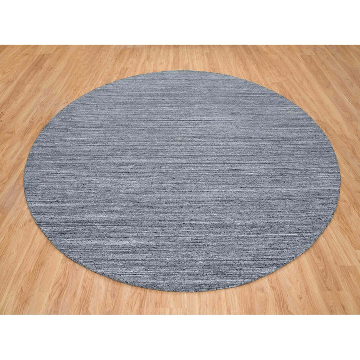 12'0" x 12'0" New Hand Loomed Grey Wool Round Oriental Rug - MOA10265417