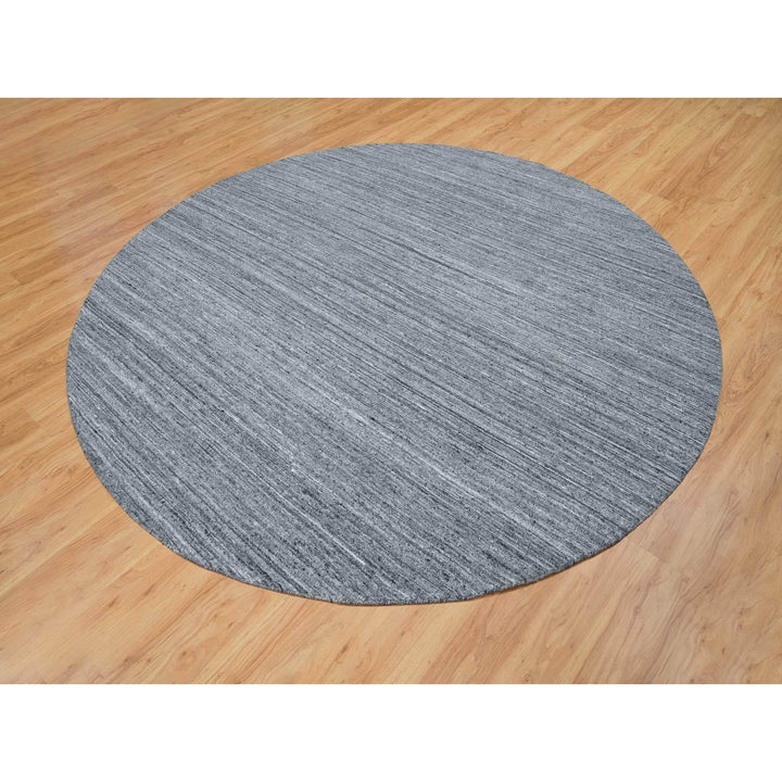 12'0" x 12'0" New Hand Loomed Grey Wool Round Oriental Rug - MOA10265417