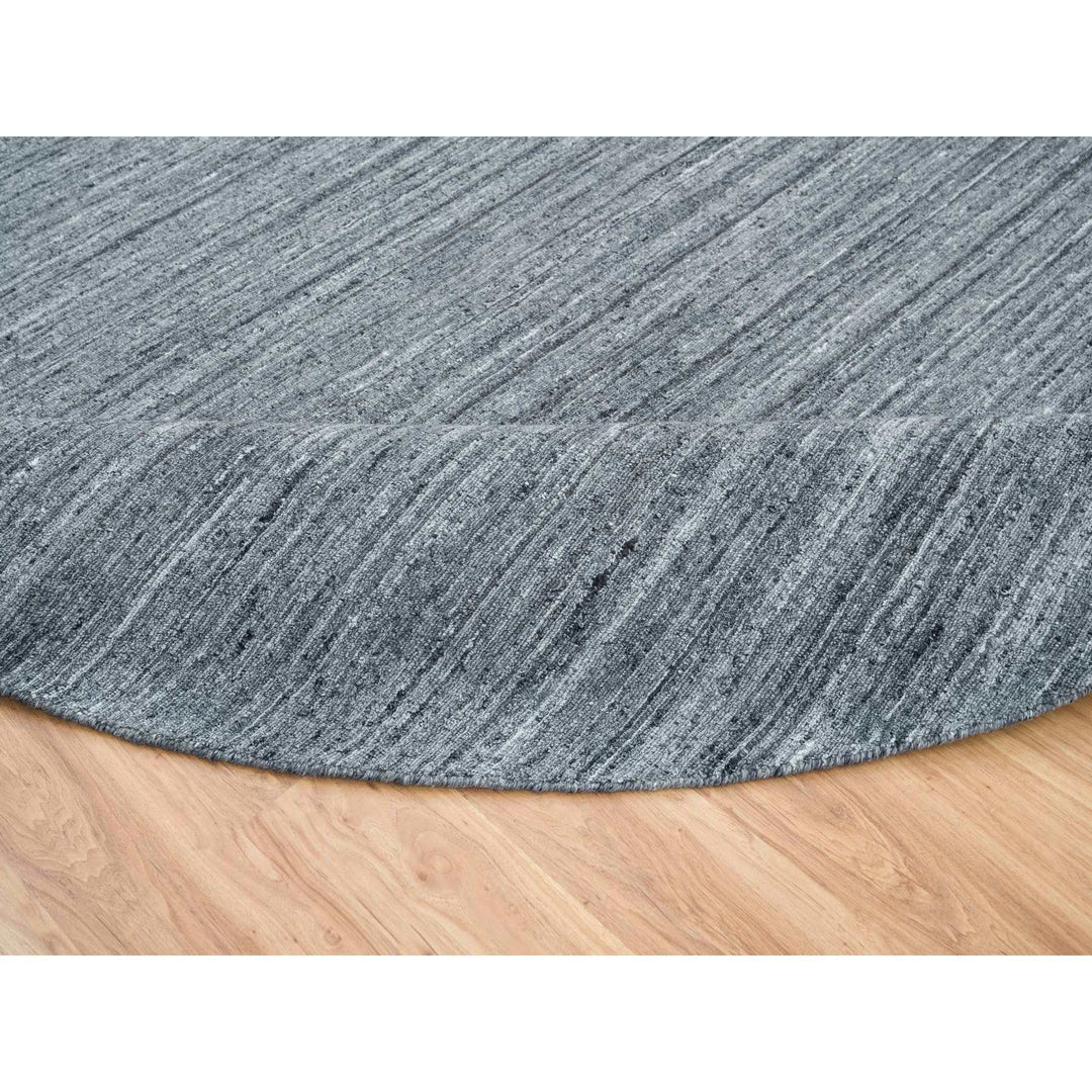 12'0" x 12'0" New Hand Loomed Grey Wool Round Oriental Rug - MOA10265417