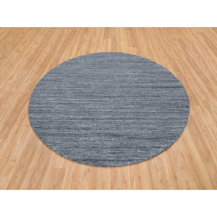 8'0" x 8'0" New Hand Loomed Grey Wool Round Oriental Rug - MOA10265420