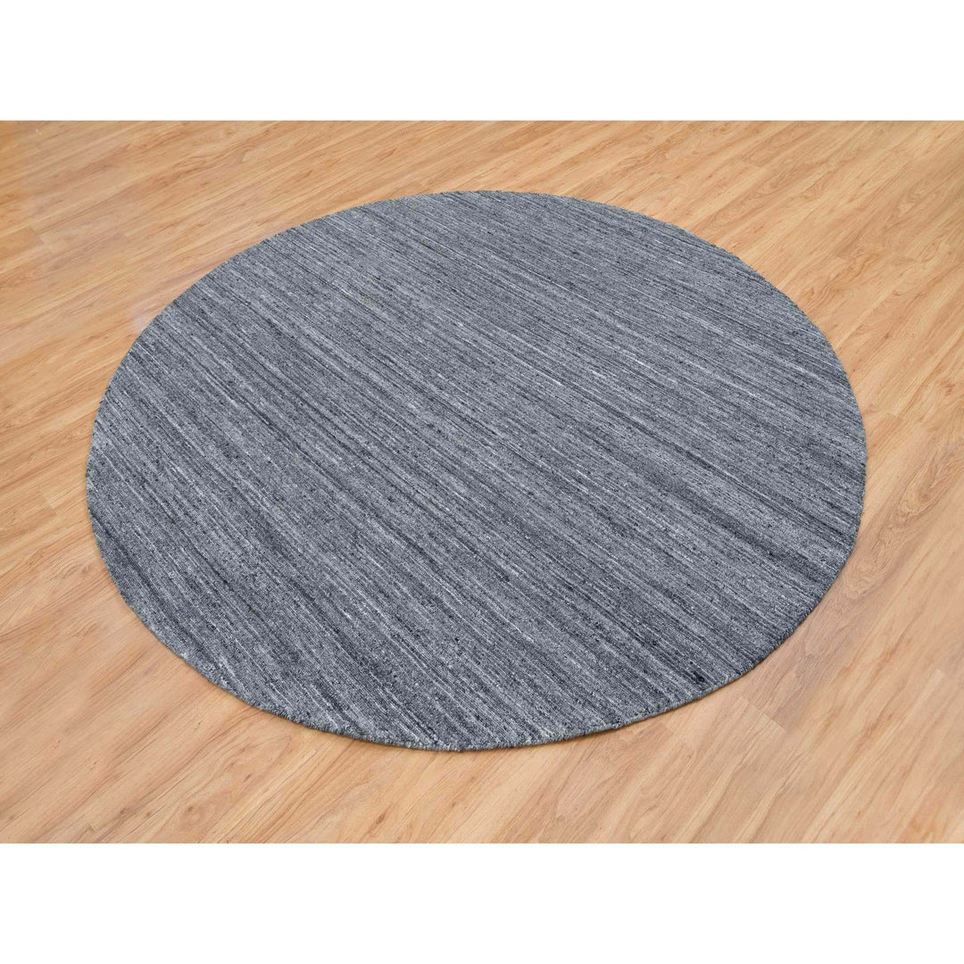 8'0" x 8'0" New Hand Loomed Grey Wool Round Oriental Rug - MOA10265420