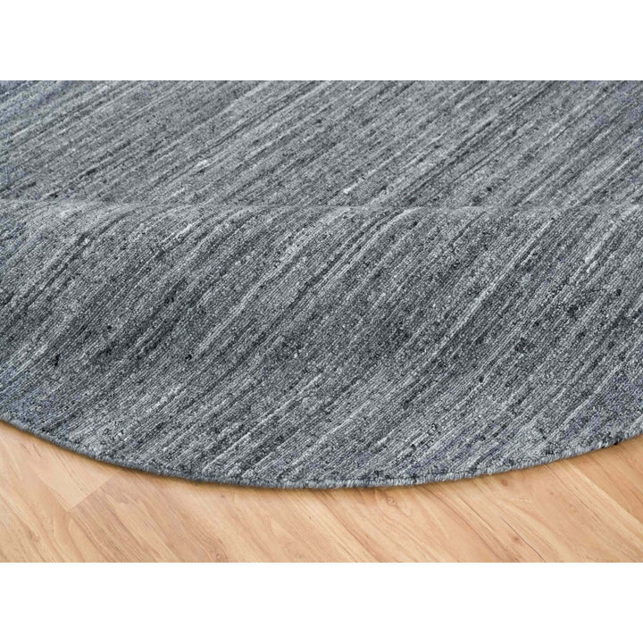 8'0" x 8'0" New Hand Loomed Grey Wool Round Oriental Rug - MOA10265420