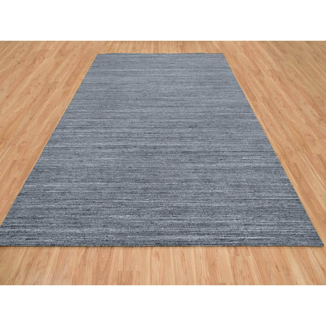 10'3" x 14'0" New Hand Loomed Grey Wool Rectangle Oriental Rug - MOA10265421