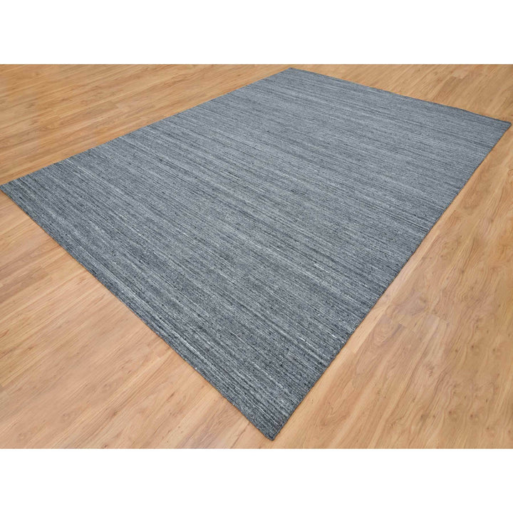 10'3" x 14'0" New Hand Loomed Grey Wool Rectangle Oriental Rug - MOA10265421