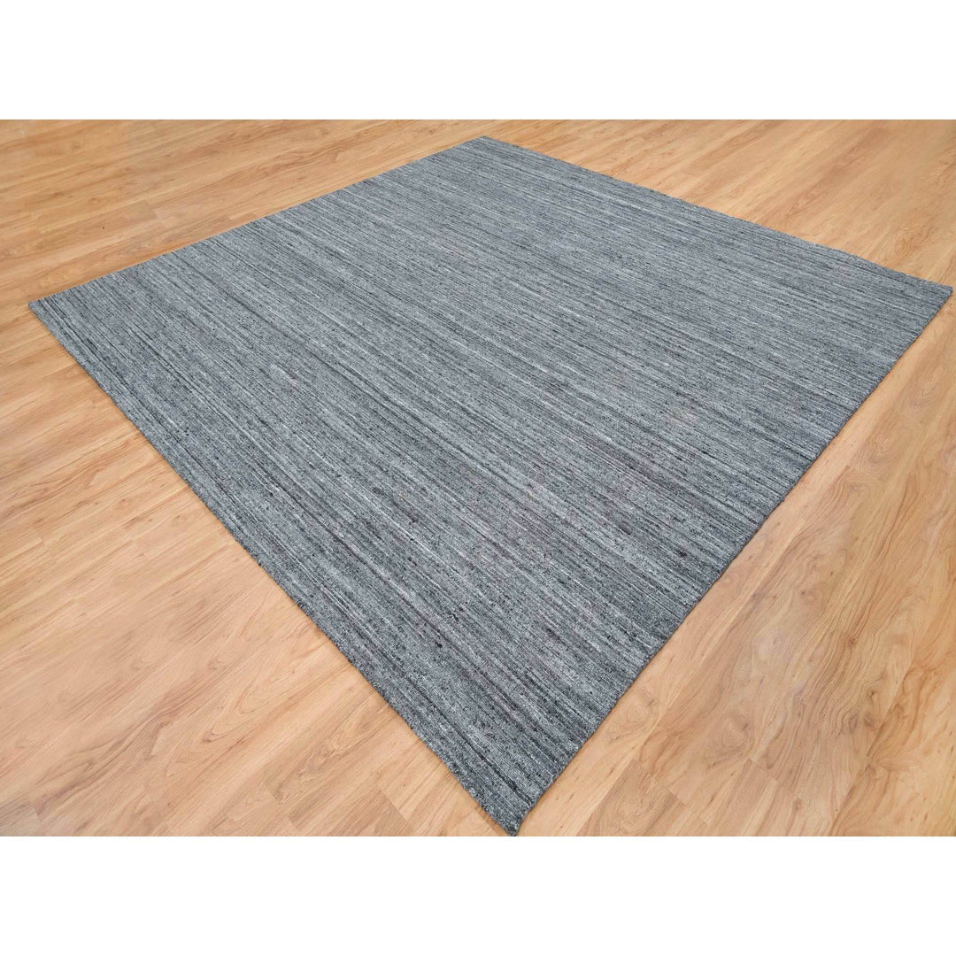 10'1" x 10'0" New Hand Loomed Grey Wool Square Oriental Rug - MOA10265422