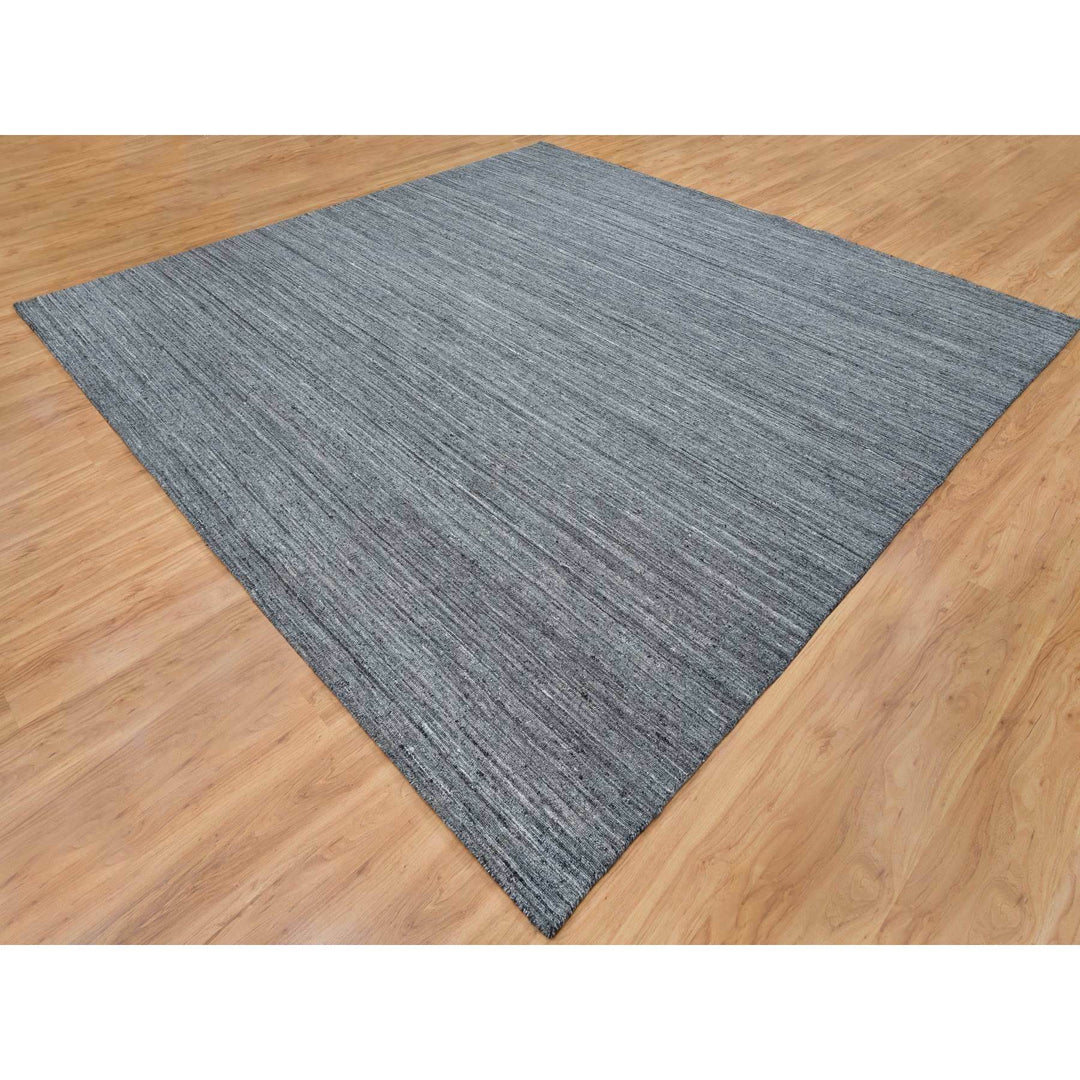 12'0" x 12'0" New Hand Loomed Grey Wool Square Oriental Rug - MOA10265424