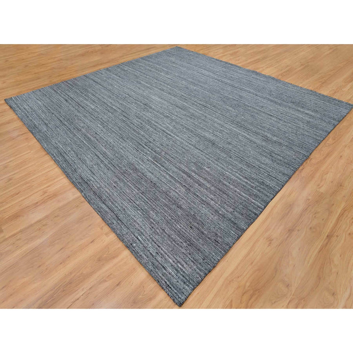 12'0" x 12'0" New Hand Loomed Grey Wool Square Oriental Rug - MOA10265424