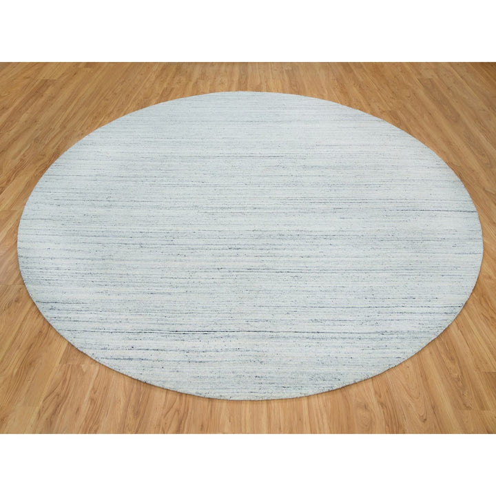 12'0" x 12'0" New Hand Loomed Ivory Wool Round Oriental Rug - MOA10265426