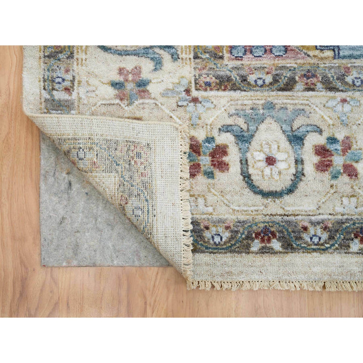 9'10" x 13'10" New Hand Knotted Ivory Wool Rectangle Oriental Rug - MOA10265434