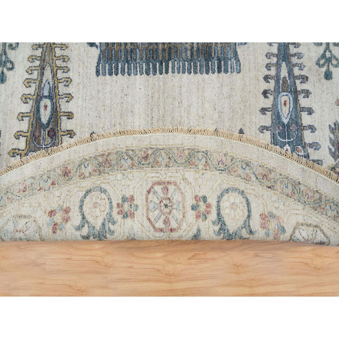 12'0" x 12'0" New Hand Knotted Ivory Wool Round Oriental Rug - MOA10265449