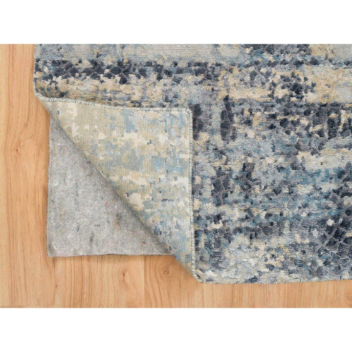 2'6" x 7'9" New Hand Knotted Blue Wool & Silk Runner Oriental Rug - MOA10265450