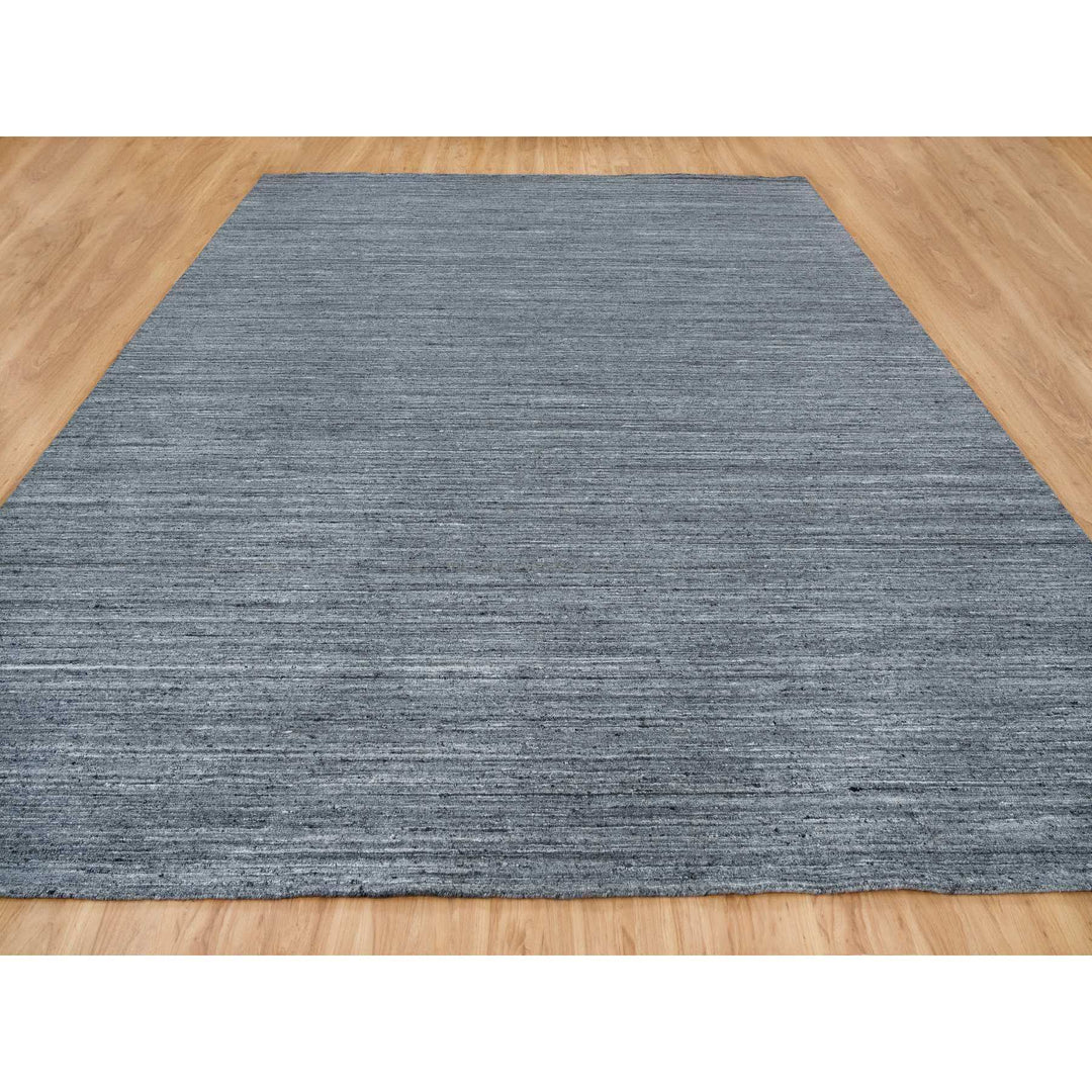 12'1" x 15'1" New Hand Loomed Grey Wool Rectangle Oriental Rug - MOA10265454