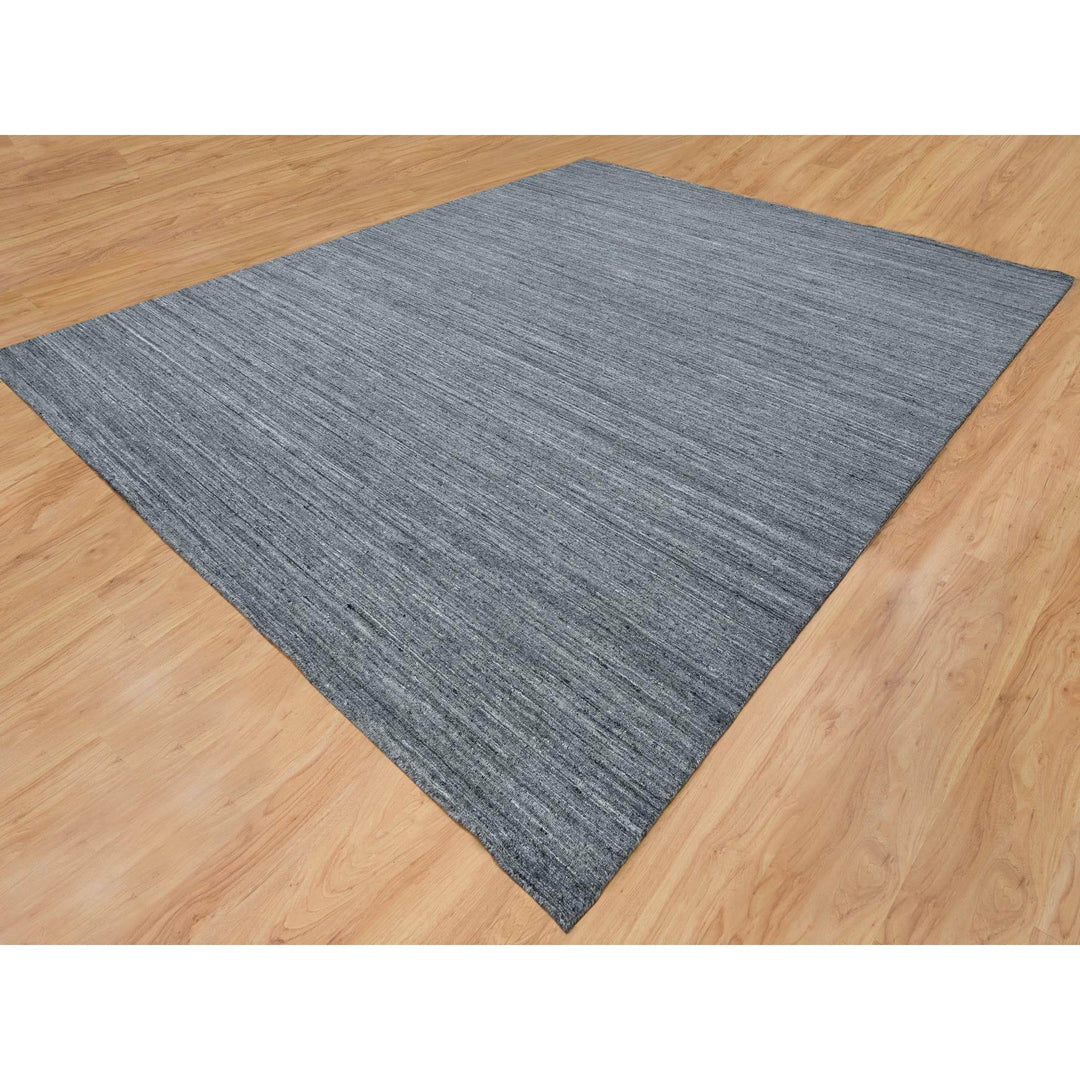 12'1" x 15'1" New Hand Loomed Grey Wool Rectangle Oriental Rug - MOA10265454