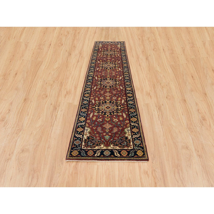2'8" x 12'0" New Hand Knotted Red Wool Runner Oriental Rug - MOA10265471