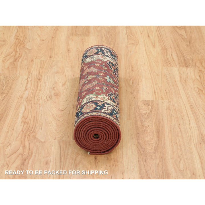 2'7" x 12'0" New Hand Knotted Red Wool Runner Oriental Rug - MOA10265473