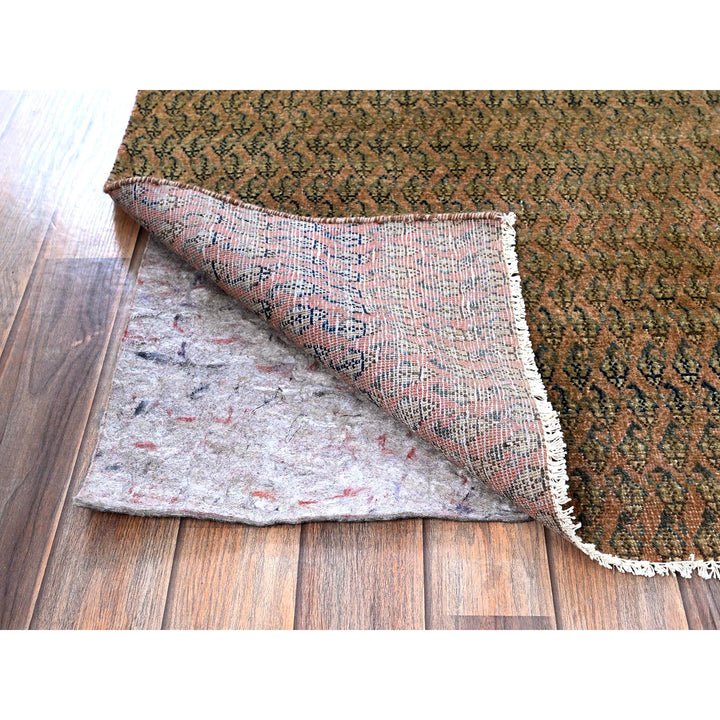 2'6" x 11'5" Vintage Hand Knotted Brown Wool Runner Oriental Rug - MOA102654