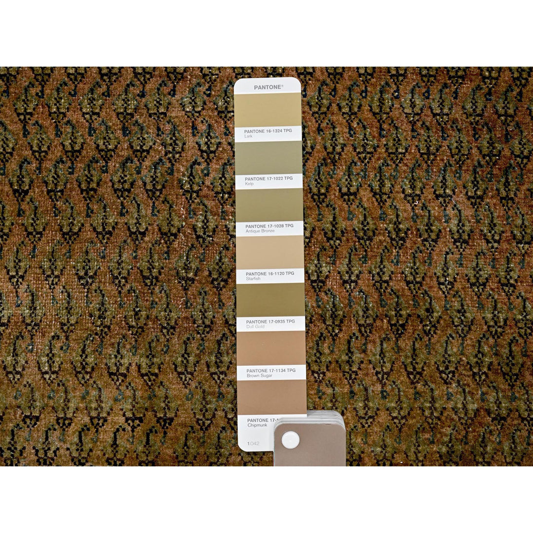 2'6" x 11'5" Vintage Hand Knotted Brown Wool Runner Oriental Rug - MOA102654