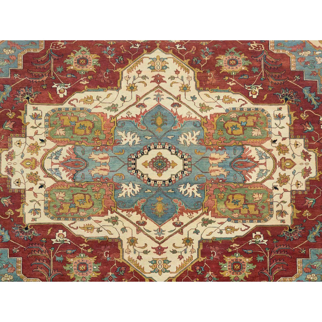 12'0" x 15'2" New Hand Knotted Red Wool Rectangle Oriental Rug - MOA10265509