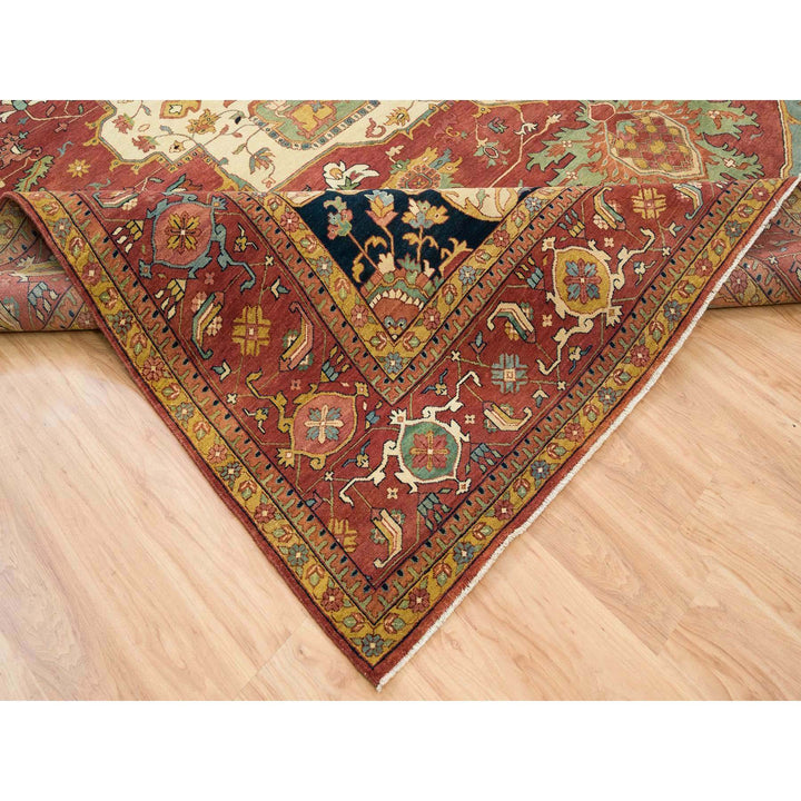 12'1" x 12'2" New Hand Knotted Red Wool Square Oriental Rug - MOA10265510