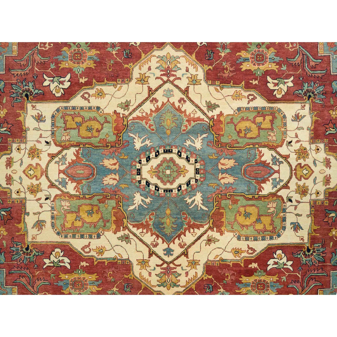 12'1" x 12'2" New Hand Knotted Red Wool Square Oriental Rug - MOA10265510