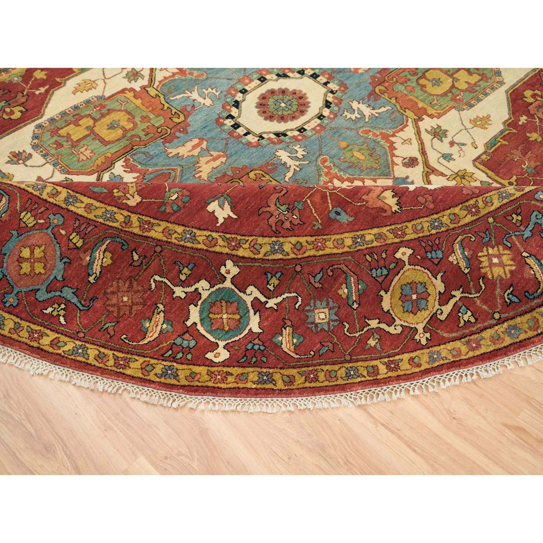 10'0" x 10'0" New Hand Knotted Red Wool Round Oriental Rug - MOA10265513