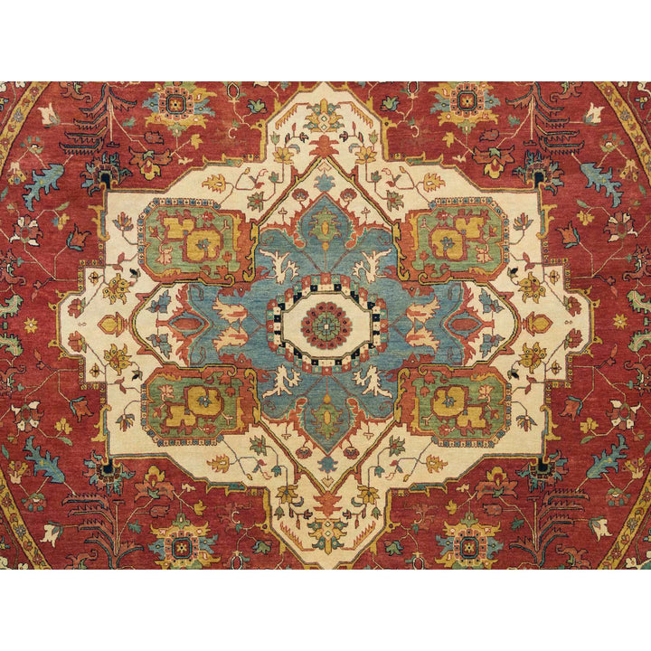 10'0" x 10'0" New Hand Knotted Red Wool Round Oriental Rug - MOA10265513