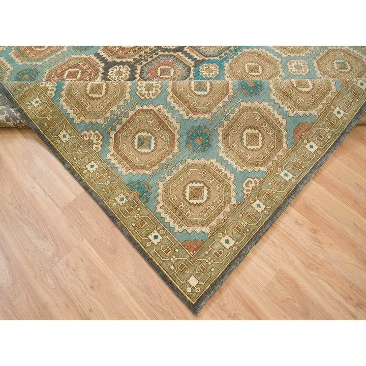 8'3" x 10'0" New Hand Knotted Green Wool Rectangle Oriental Rug - MOA10265545