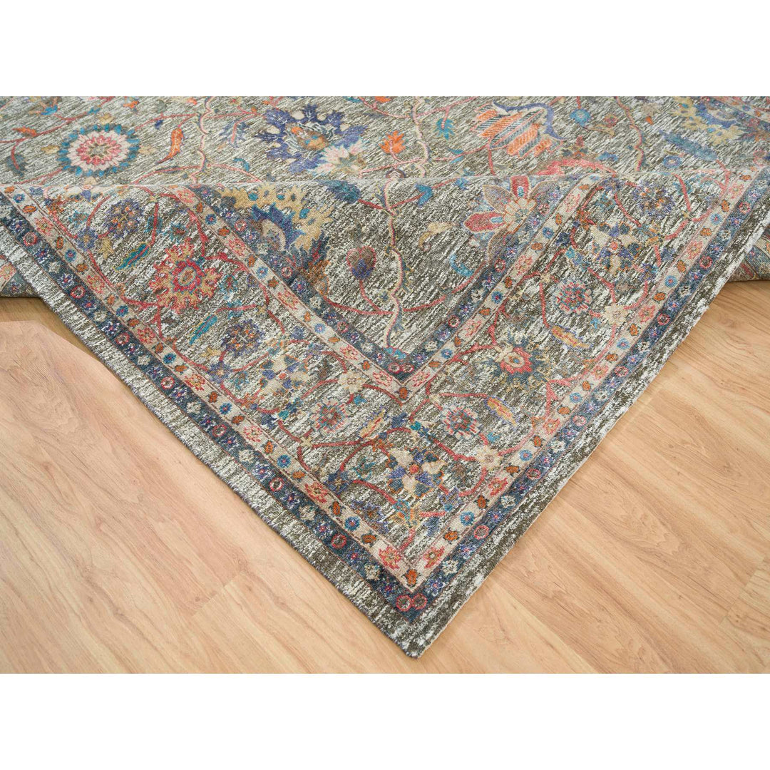 8'0" x 10'1" New Hand Knotted Brown Wool & Silk Rectangle Oriental Rug - MOA10265546