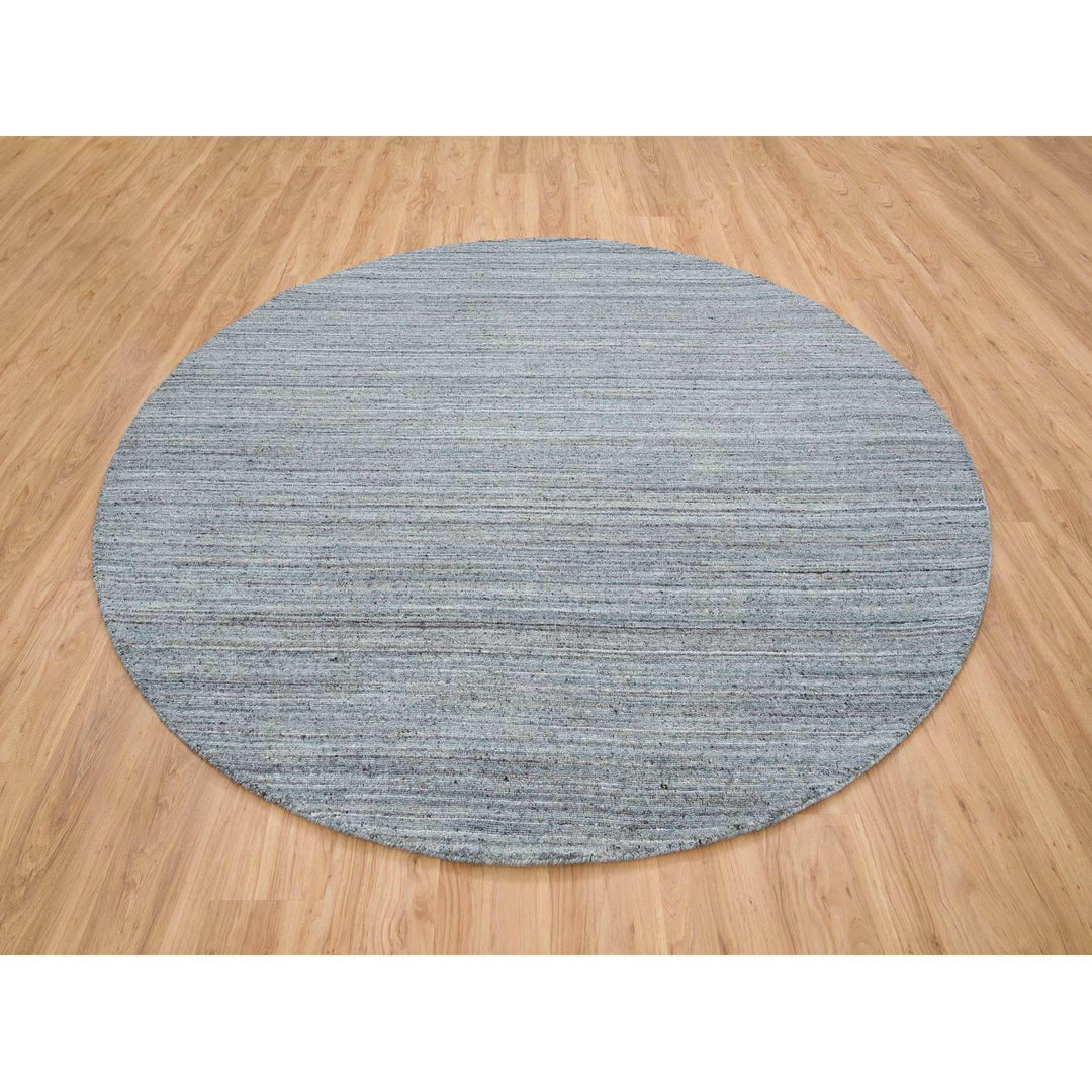 8'0" x 8'0" New Hand Loomed Grey Wool Round Oriental Rug - MOA10265552