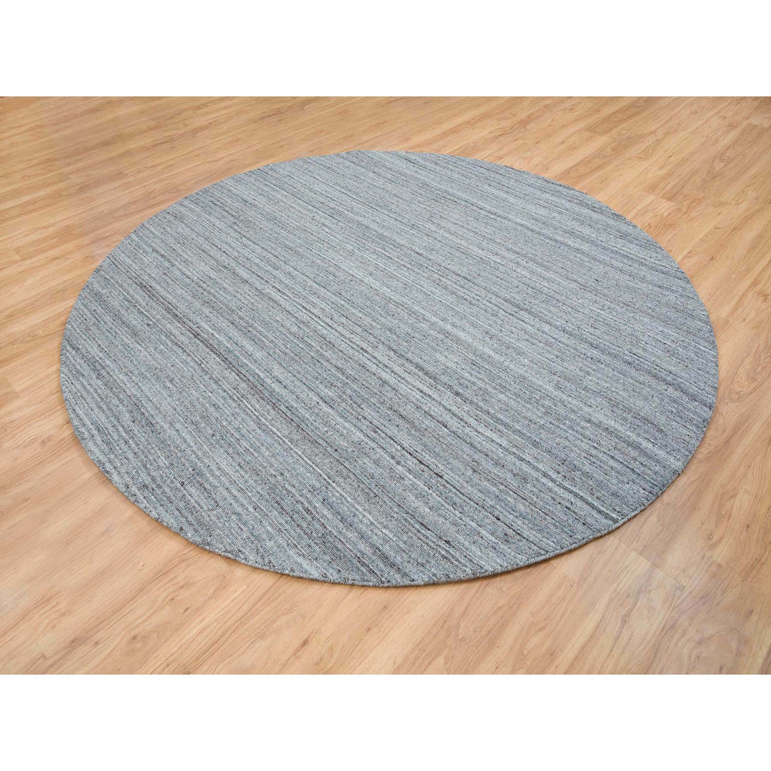 8'0" x 8'0" New Hand Loomed Grey Wool Round Oriental Rug - MOA10265552